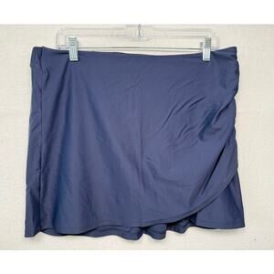 Summersalt Women’s Ruched Layered Swim Skirt Cover Up - Navy Blue - Size Large